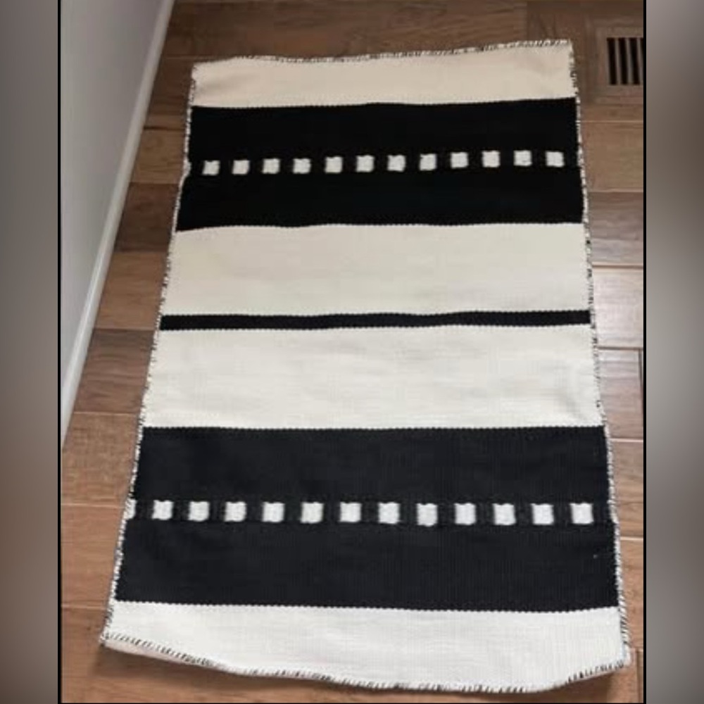 Ballard Designs 2x3 Black and White Striped Rug